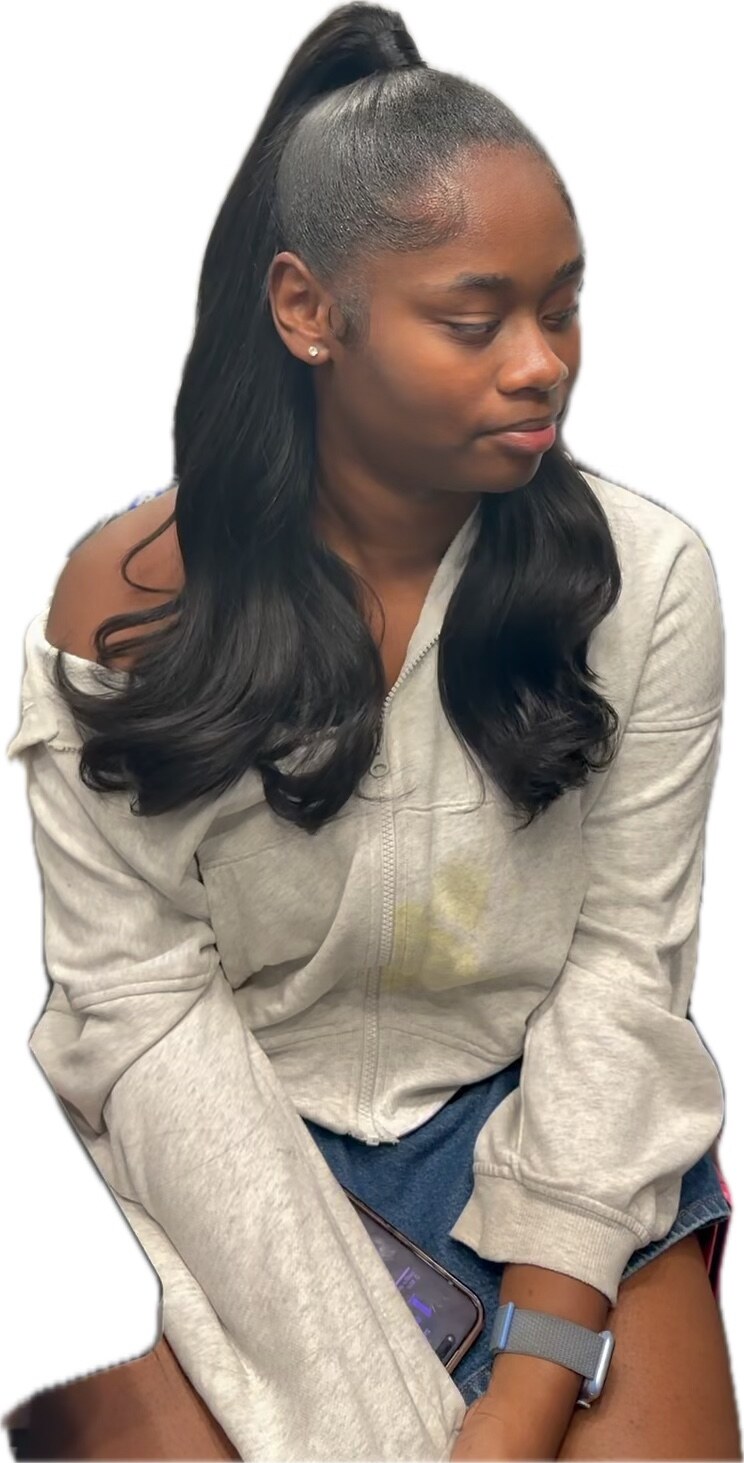 Half-Up, Half-Down style created with Shaz Did It Bronze Collection Yaki hair