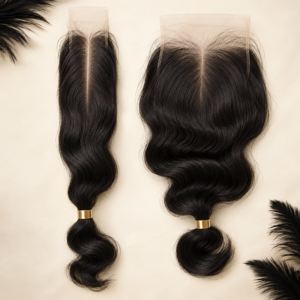 Gold Collection Virgin 2 by 6 and 5 by 5 HD lace closures