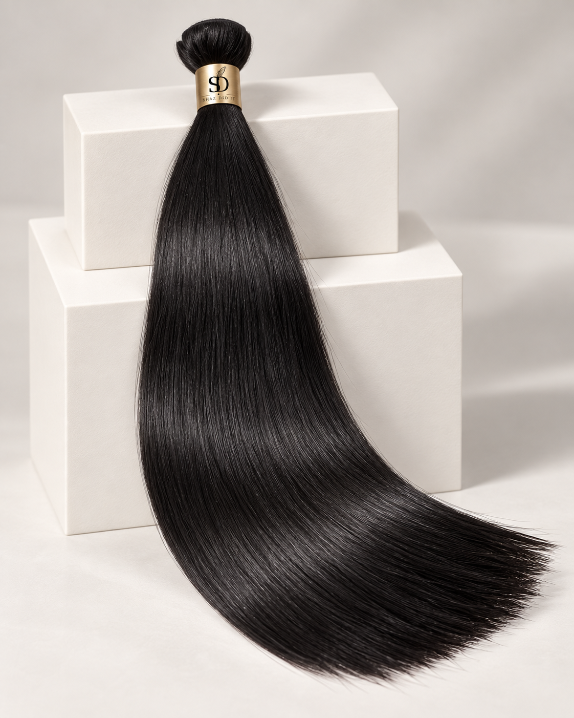 Shaz Did It Gold Collection Virgin Straight hair bundle with branded gold band