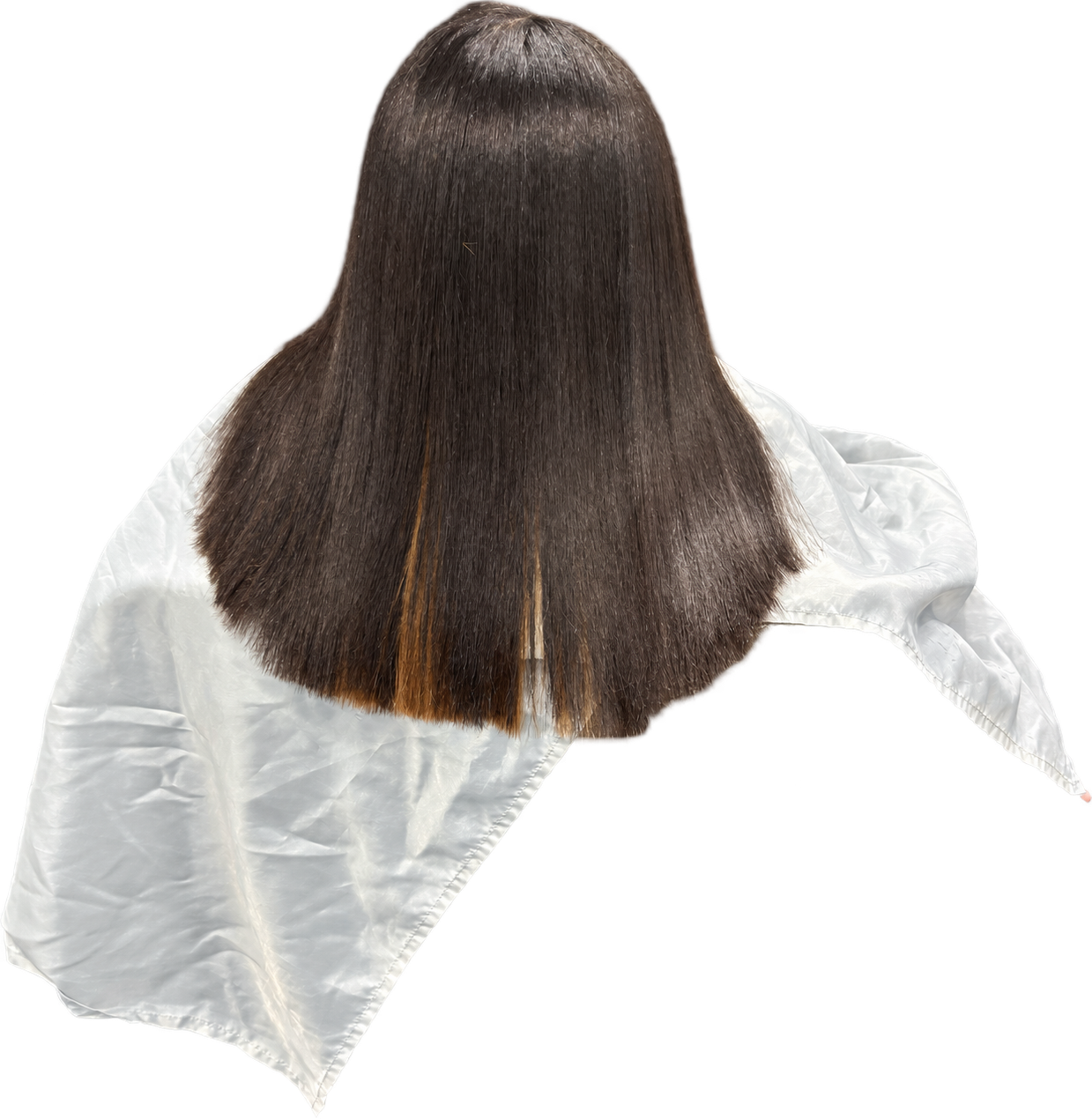 Smooth, glossy silk press result by Shaz Did It